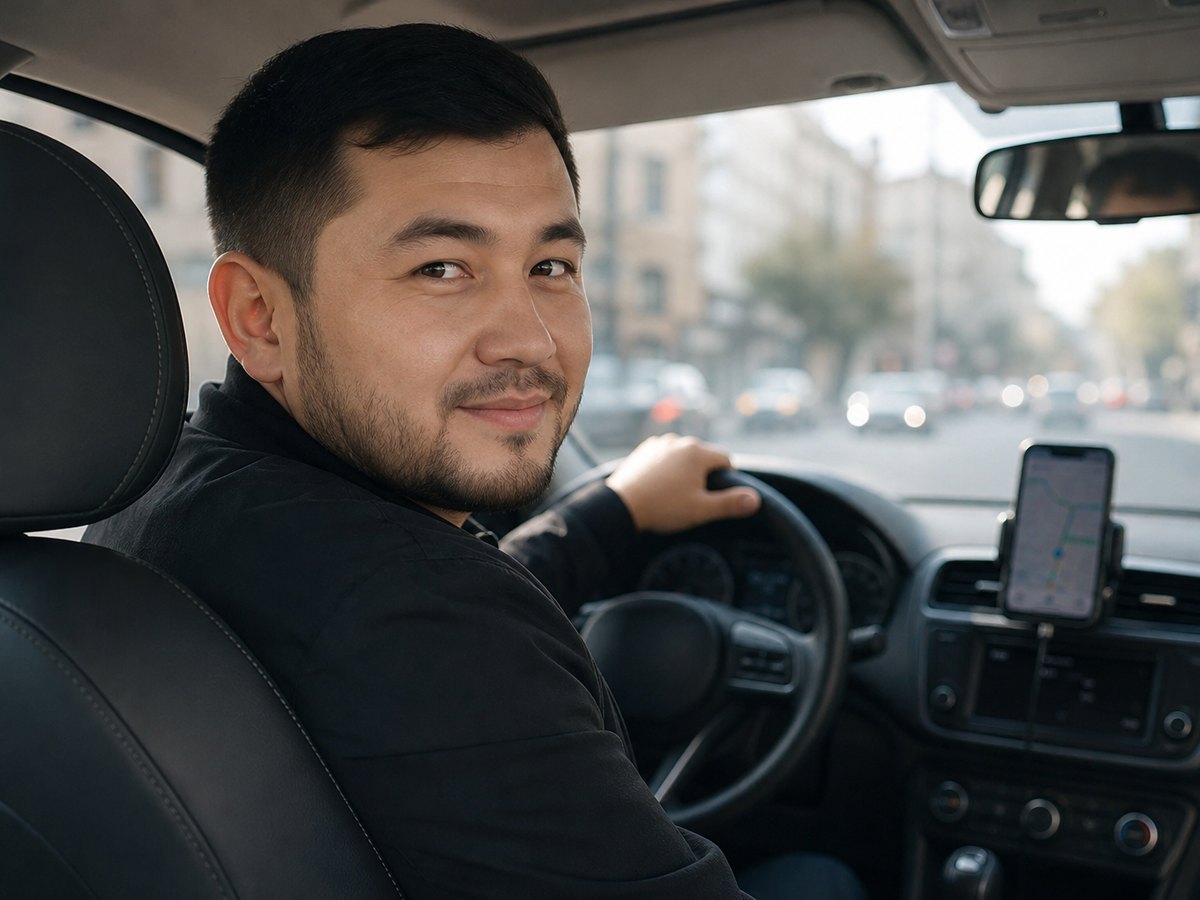 Свой человек — водитель с навигатором в автомобиле